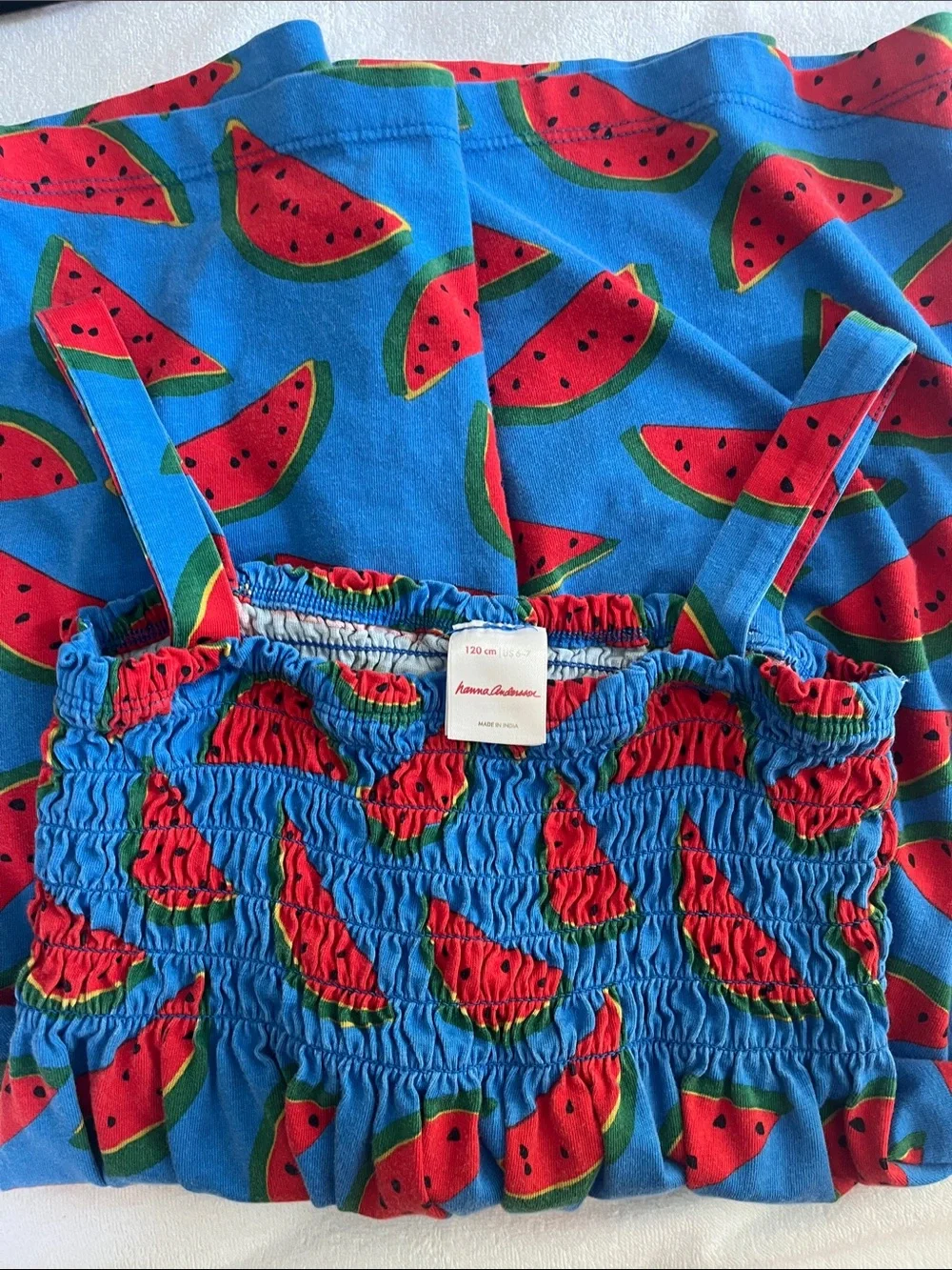 Hanna Andersson Blue Sundress with Red Watermelon Print